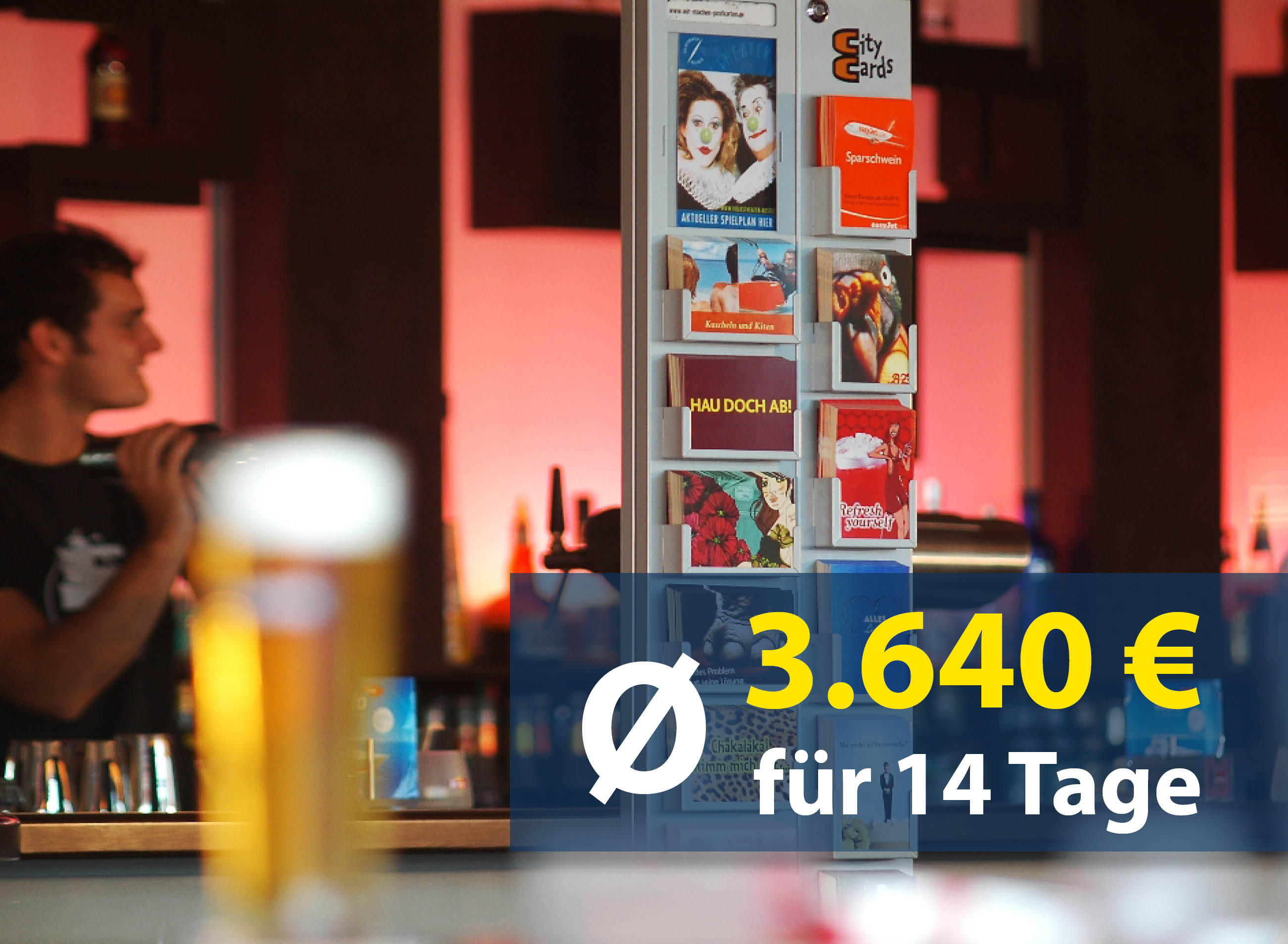 Postkartenwerbung Bars: 200 Locations - 26.000 Werbemittel